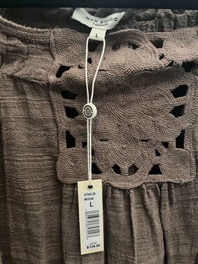 Max Studio Mocha Crochet Detail Women's Blouse